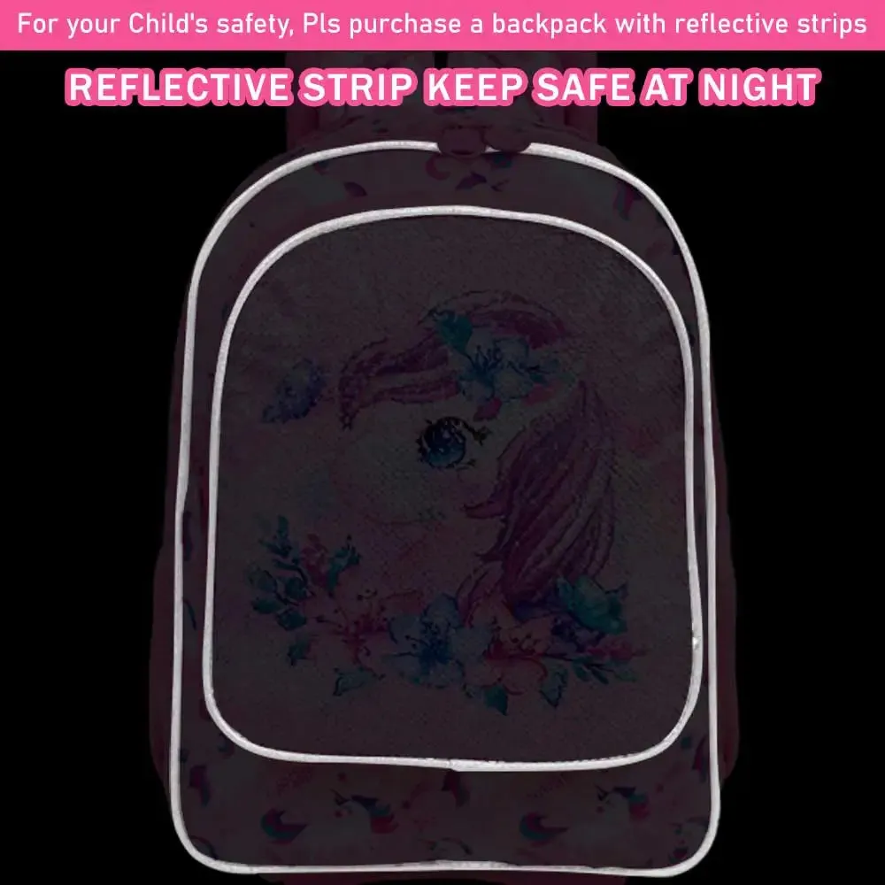 3 Piece Girls Rolling Backpack Set Butterfly Design