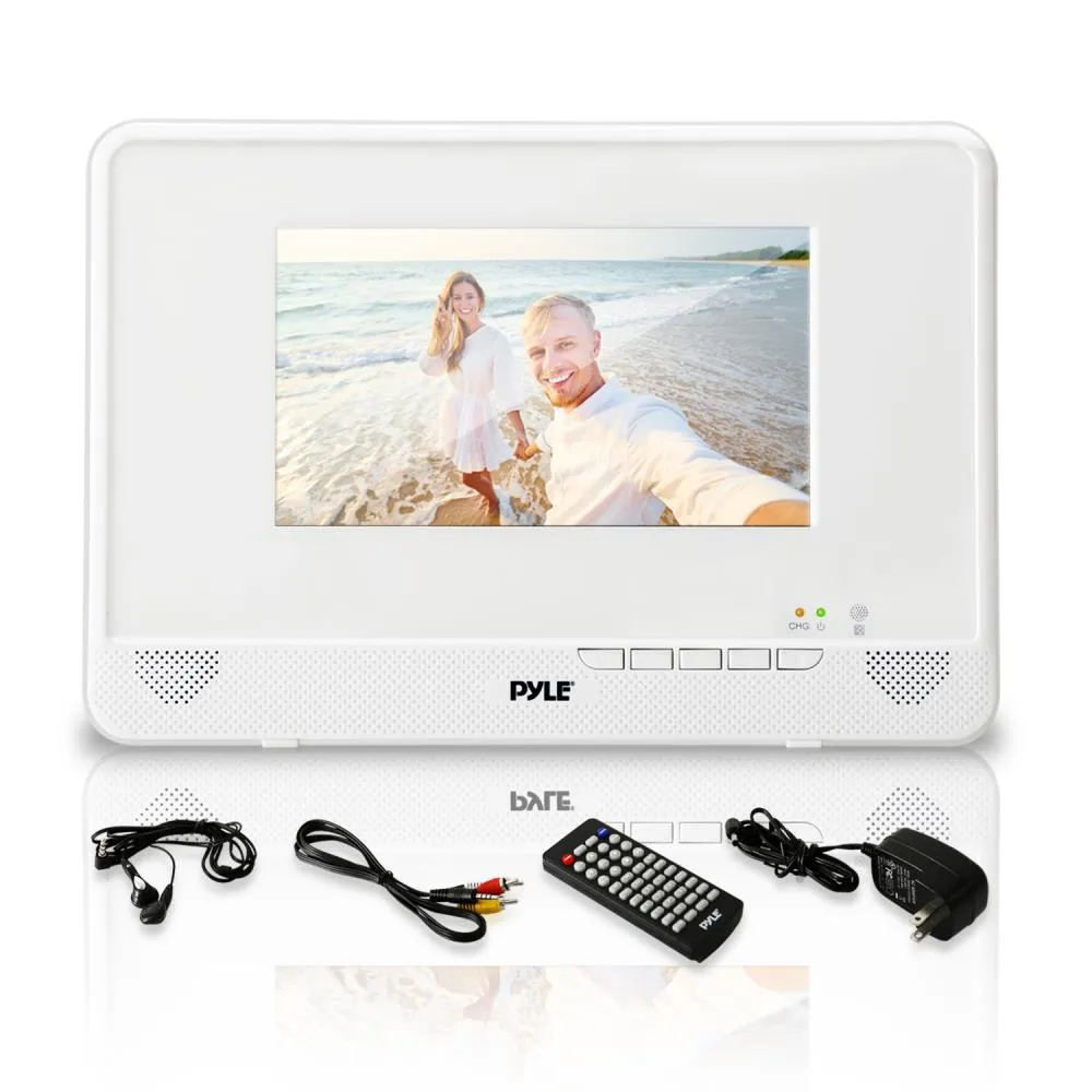 7'' Waterproof Rated Portable Cd/Dvd Player, Built-In Rechargeable Battery, Usb/Sd Readers