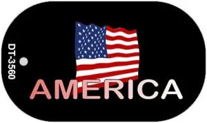 American Flag Metal Novelty Dog Tag Necklace