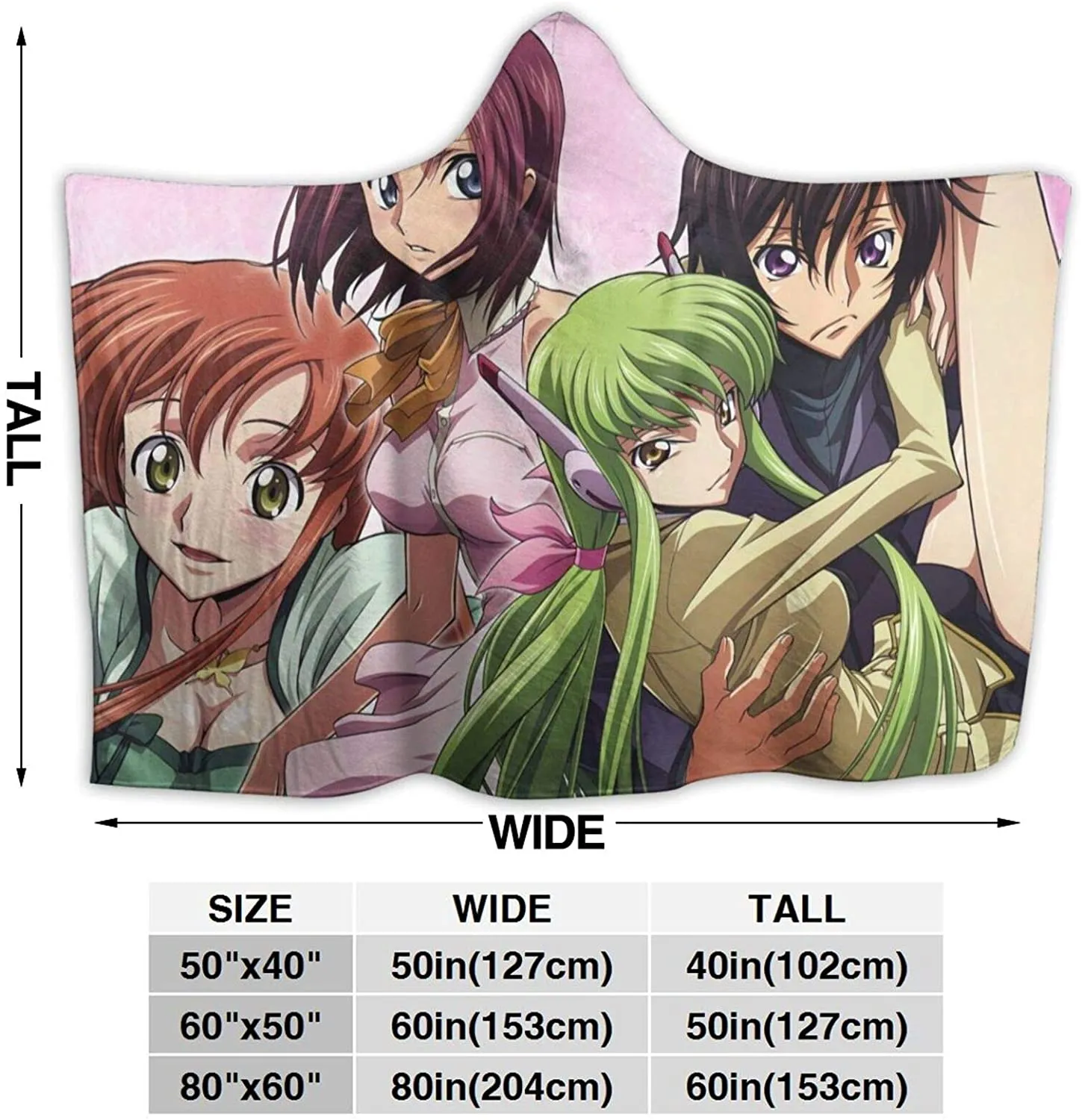 Anime Code Geass Fleece Flannel Wearable Super Soft Hooded Blanket