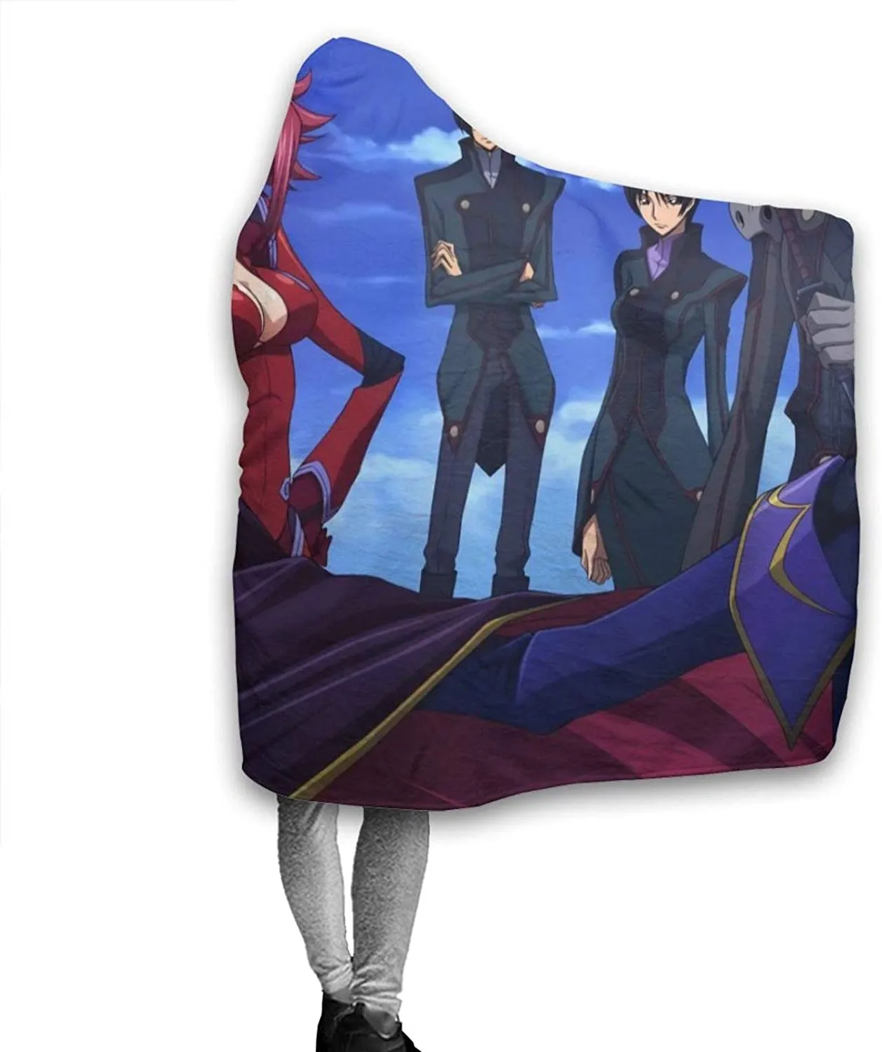 Anime Code Geass Hooded Blanket - Fleece Flannel Warm Throw Blanket