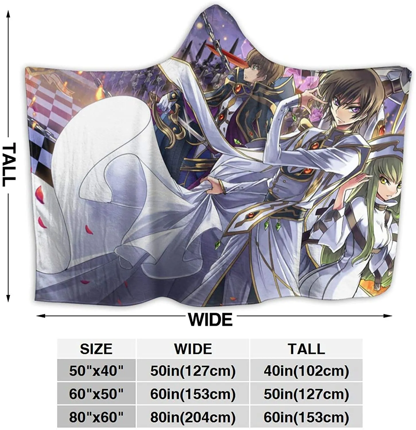 Anime Code Geass Hooded Fleece Flannel Wearable Super Soft Blanket