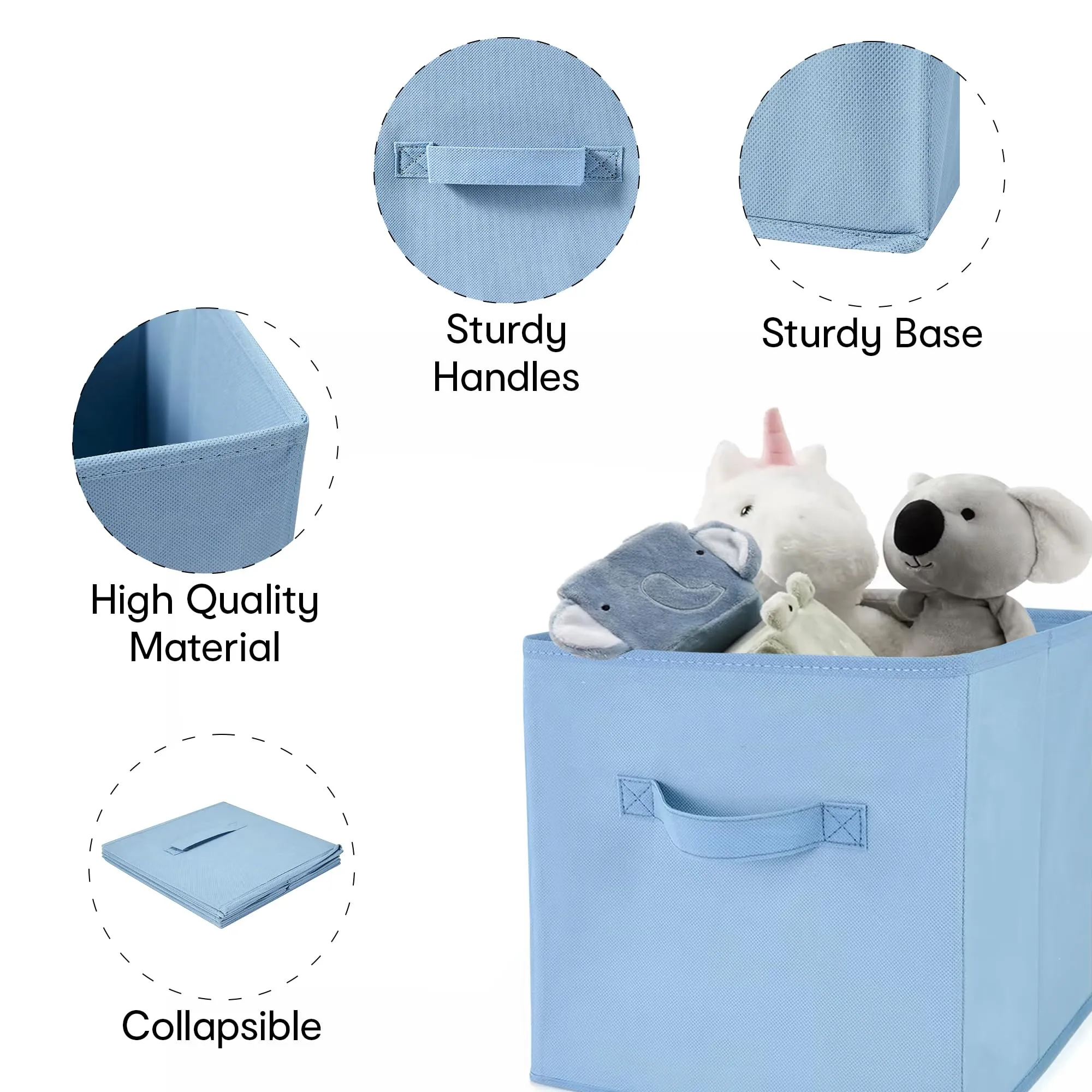Anko Premium Foldable Storage Box for Clothes, Books, Toys | Set of 2 | Sturdy, Durable Fabric | Collapsible Organizer for Home, Office, Bedroom | Pink & Blue | 11 inches