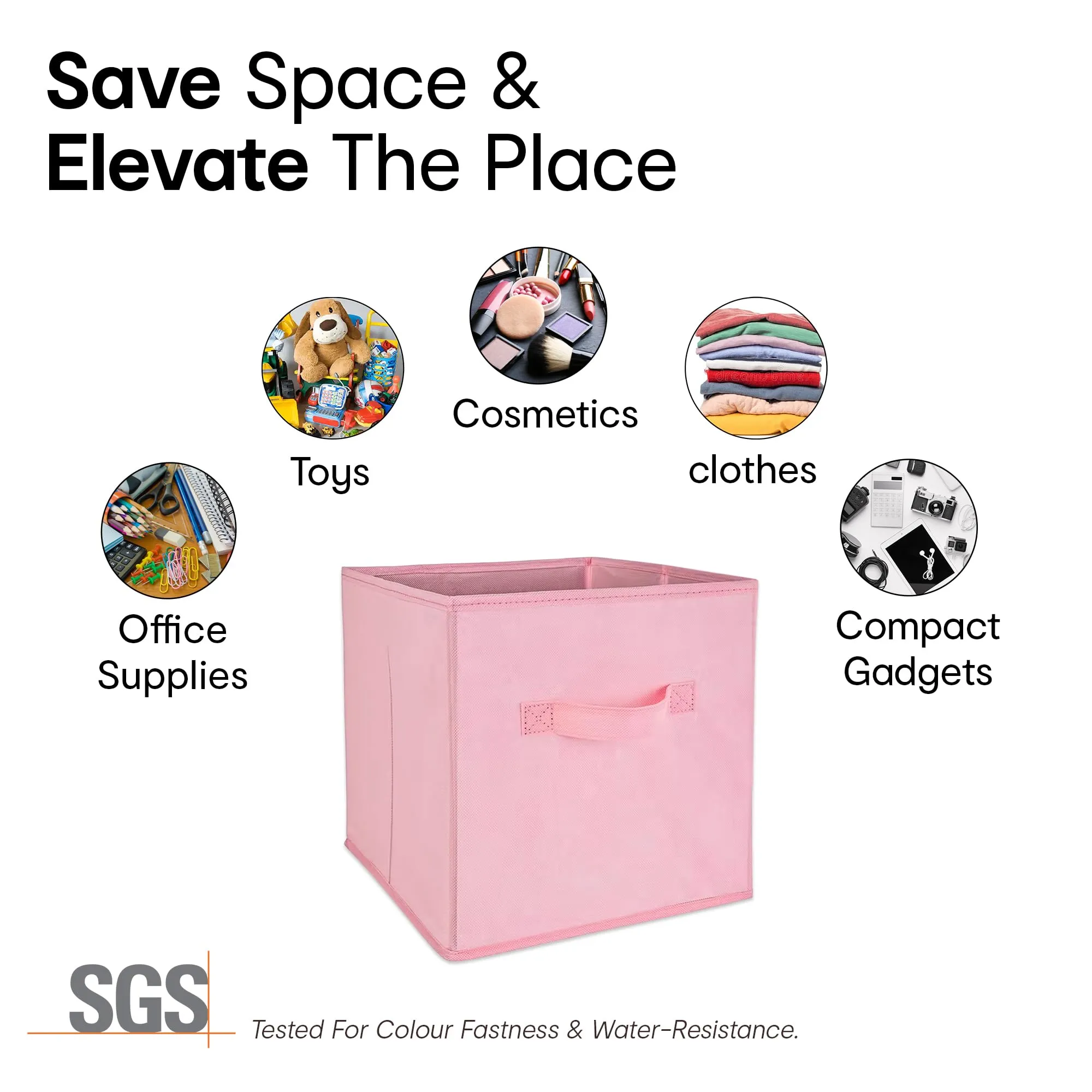 Anko Premium Foldable Storage Box for Clothes, Books, Toys | Set of 2 | Sturdy, Durable Fabric | Collapsible Organizer for Home, Office, Bedroom | Pink & Blue | 11 inches