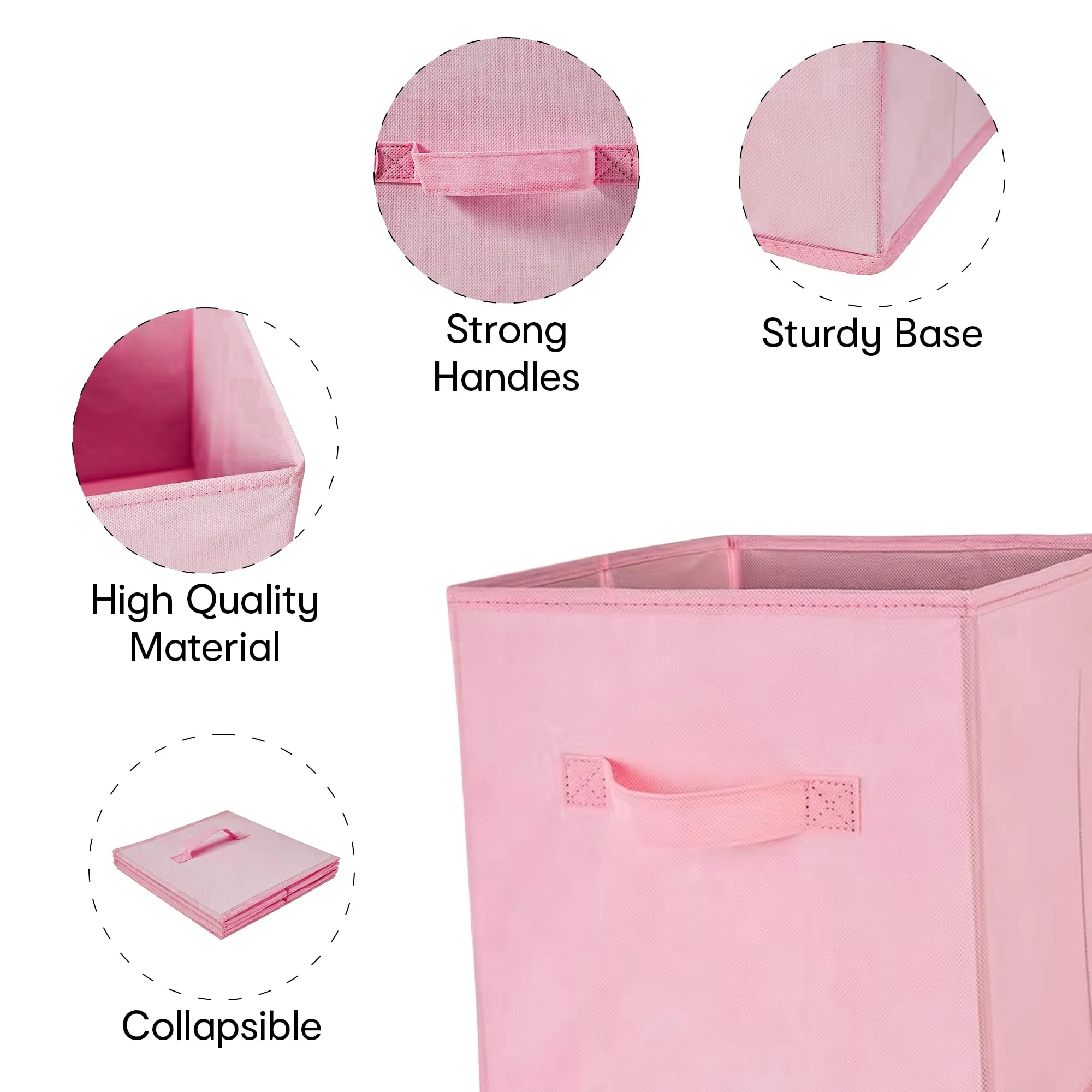 Anko Premium Foldable Storage Box for Clothes, Books, Toys | Set of 2 | Sturdy, Durable Fabric | Collapsible Organizer for Home, Office, Bedroom | Pink & Blue | 11 inches