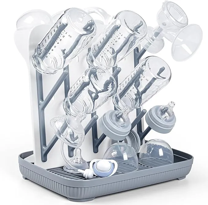 Baby Bottle Drying Rack – Large Vertical Dryer Holder for Bottles & Pump Parts, Space Saving, Collapsible