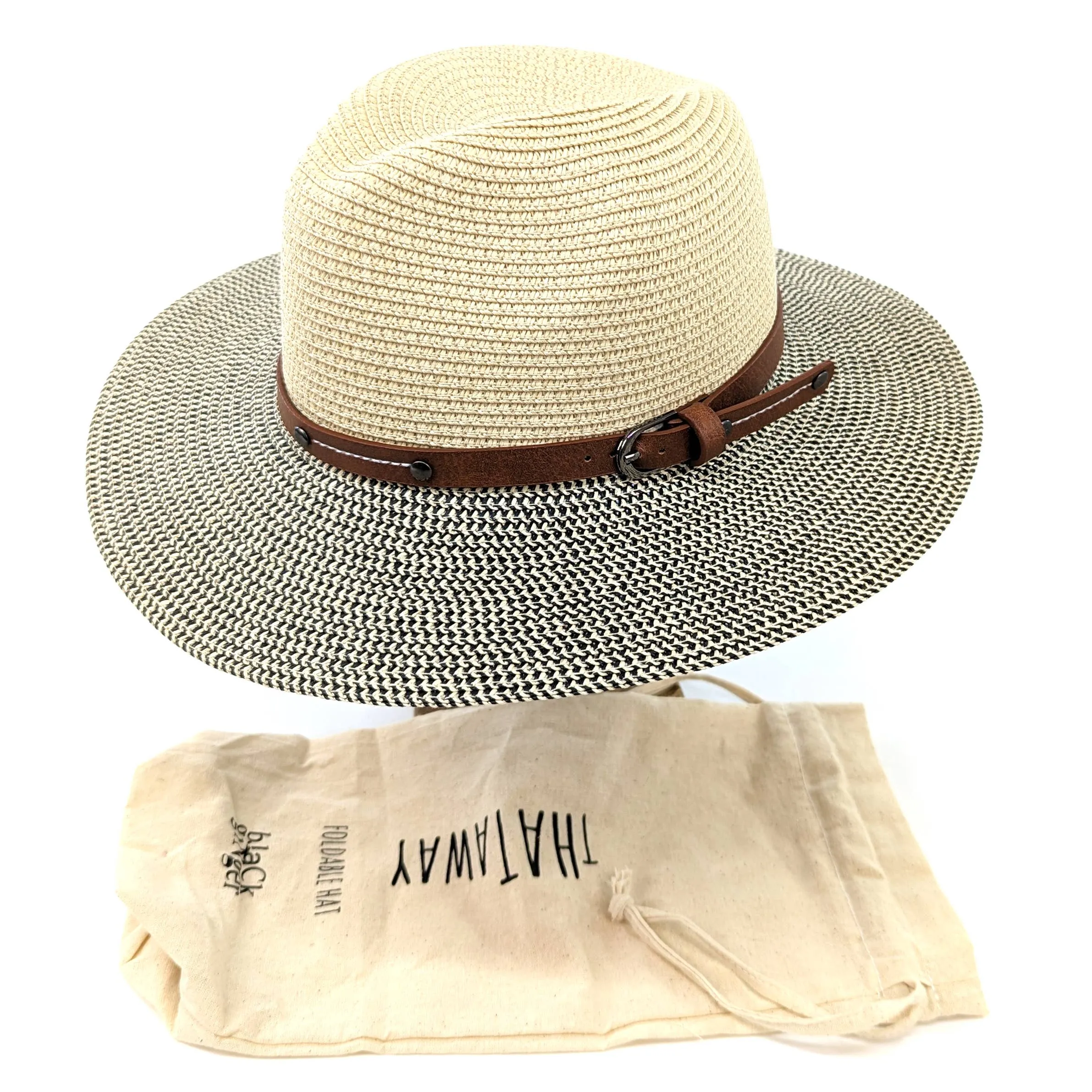 Black Ginger - Folding Panama Style Travel Sun Hat - Mottled (61cm)