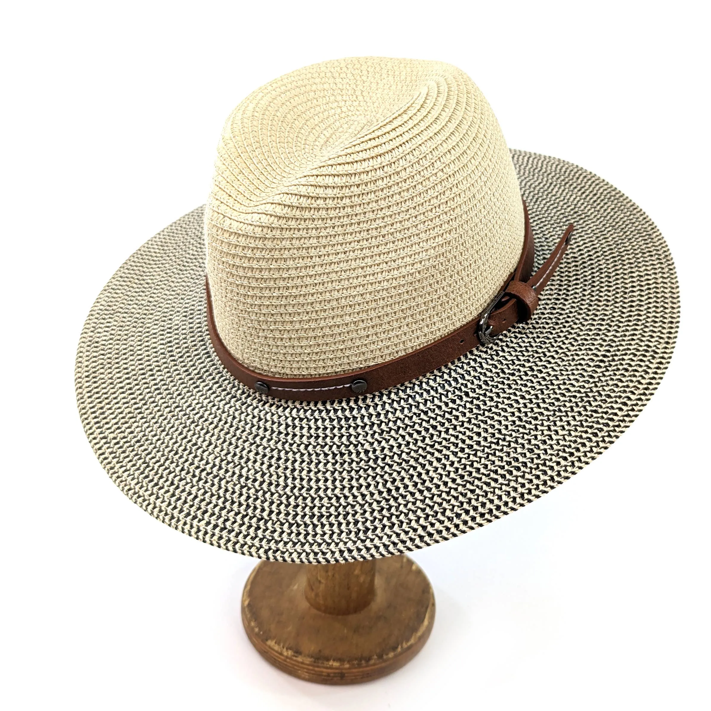 Black Ginger - Folding Panama Style Travel Sun Hat - Mottled (61cm)