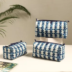 Blue - Handmade Cotton Toiletry Bags (Set of 3) 38
