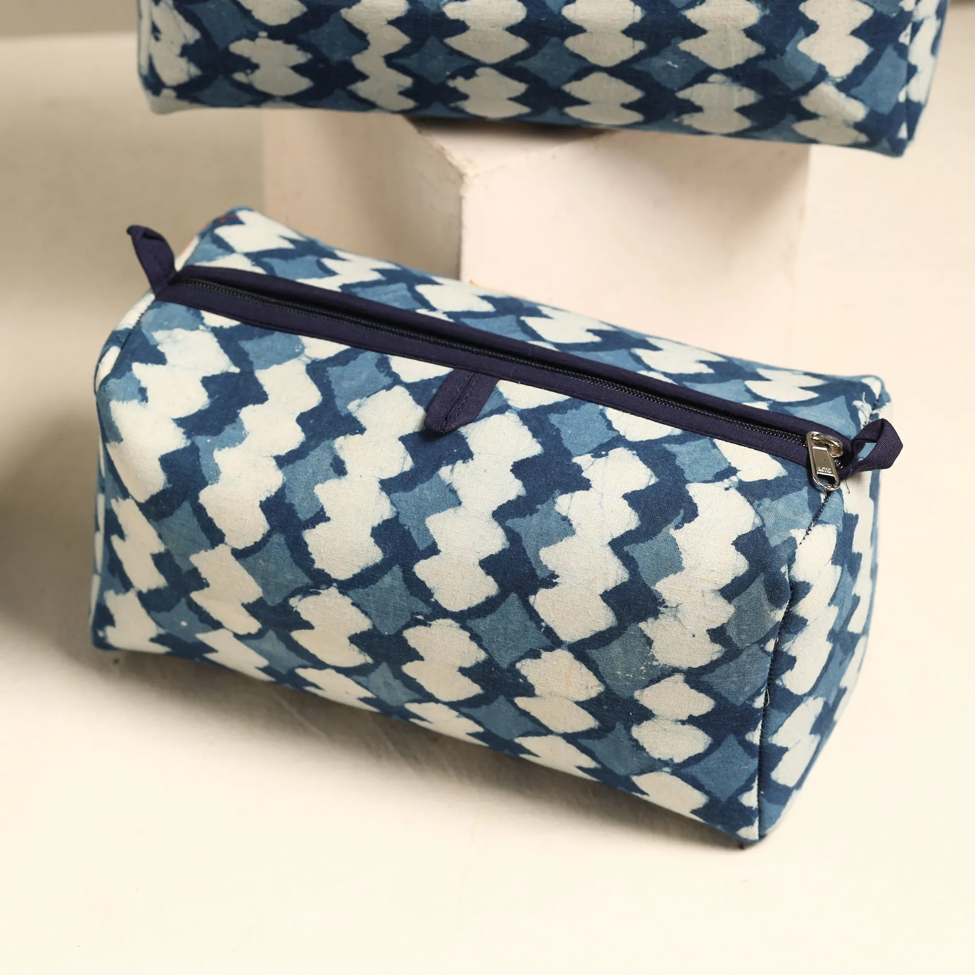 Blue - Handmade Cotton Toiletry Bags (Set of 3) 38