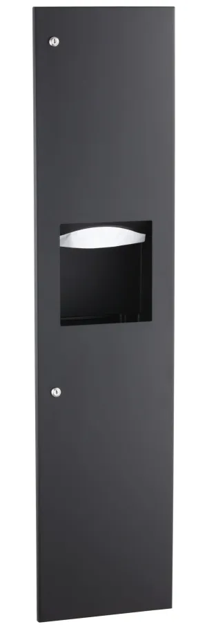 Bobrick B-38034.MBLK TrimLineSeries Recessed Paper Towel Dispenser/Waste Receptacle, Matte Black