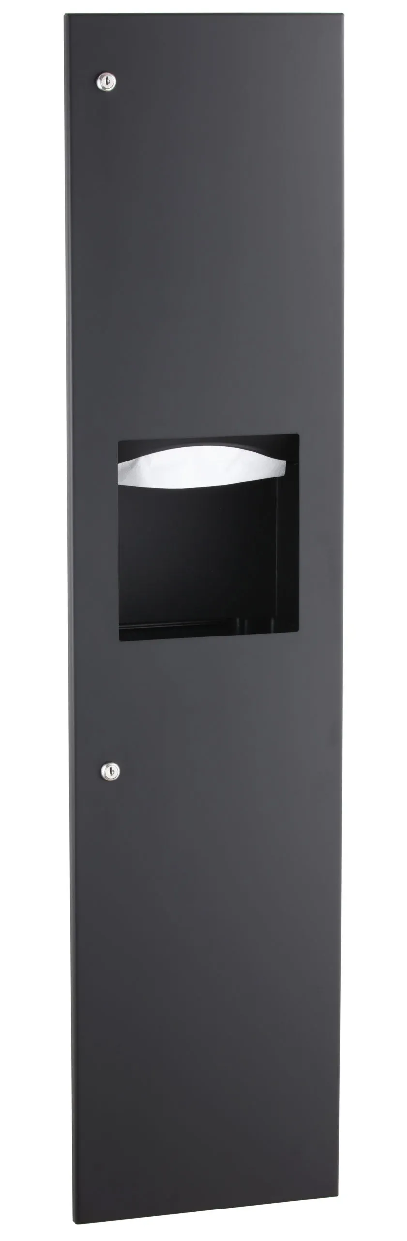 Bobrick B-38034.MBLK TrimLineSeries Recessed Paper Towel Dispenser/Waste Receptacle, Matte Black