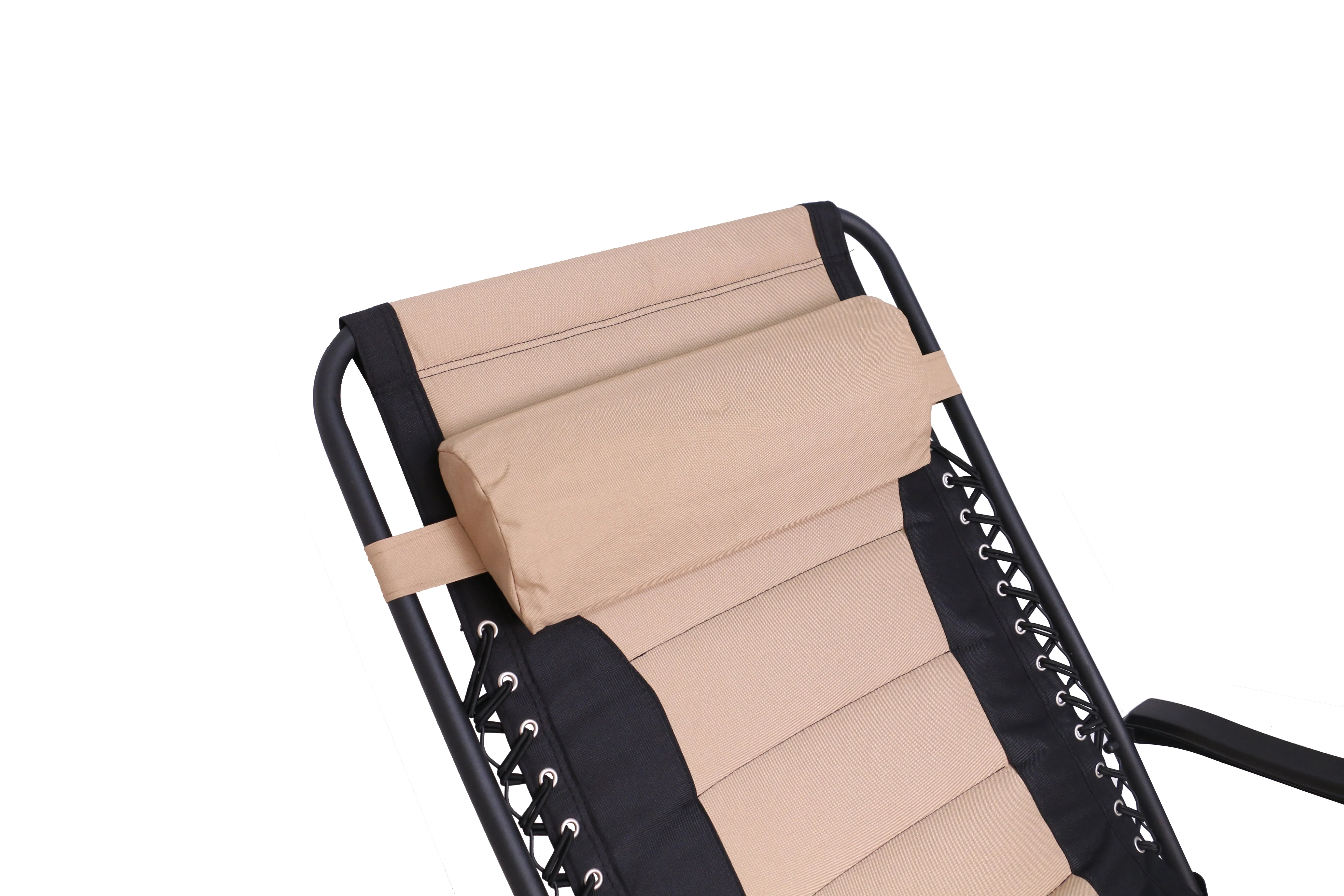 BTEXPERT Oversized Padded Zero Gravity Chair Folding Recliner Case Lounge Outdoor Pool Patio Tan Yard Garden Utility Tray Cup Holder