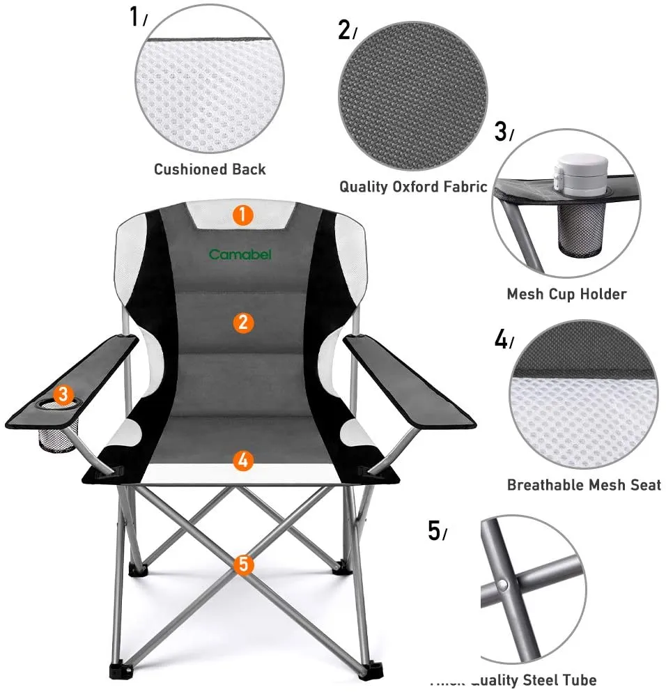 Camabel Folding Camping Chairs Outdoor Lawn Sports Chair Fold up Camp Chairs Model No. ET061