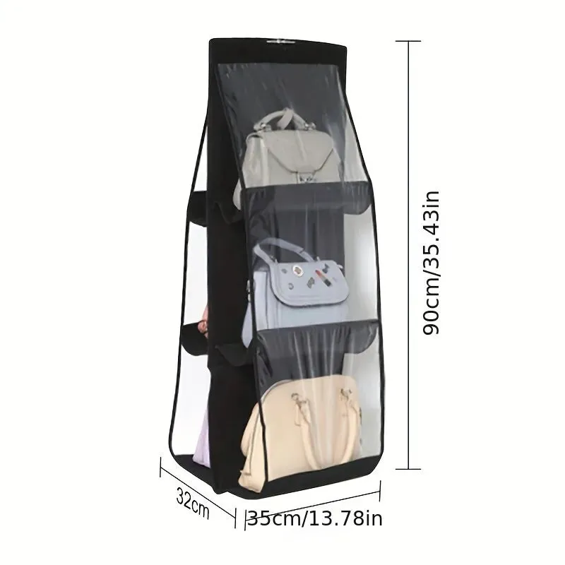 Foldable Oxford Cloth Handbag Hanging Organizer with 6 Pockets for Family