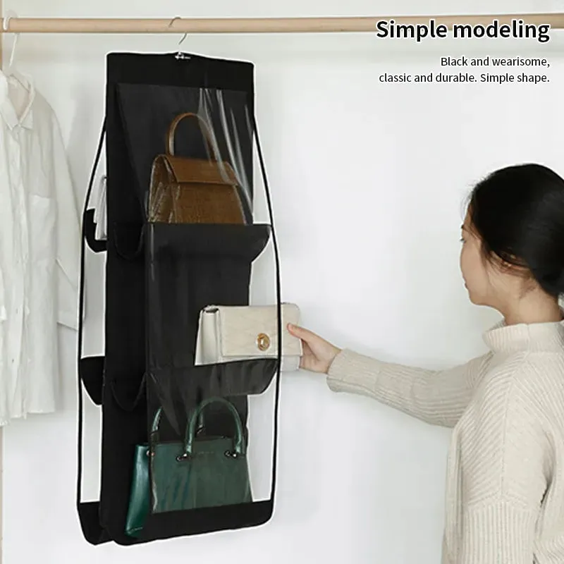 Foldable Oxford Cloth Handbag Hanging Organizer with 6 Pockets for Family