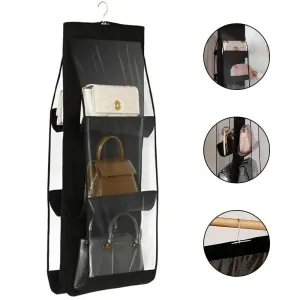 Foldable Oxford Cloth Handbag Hanging Organizer with 6 Pockets for Family