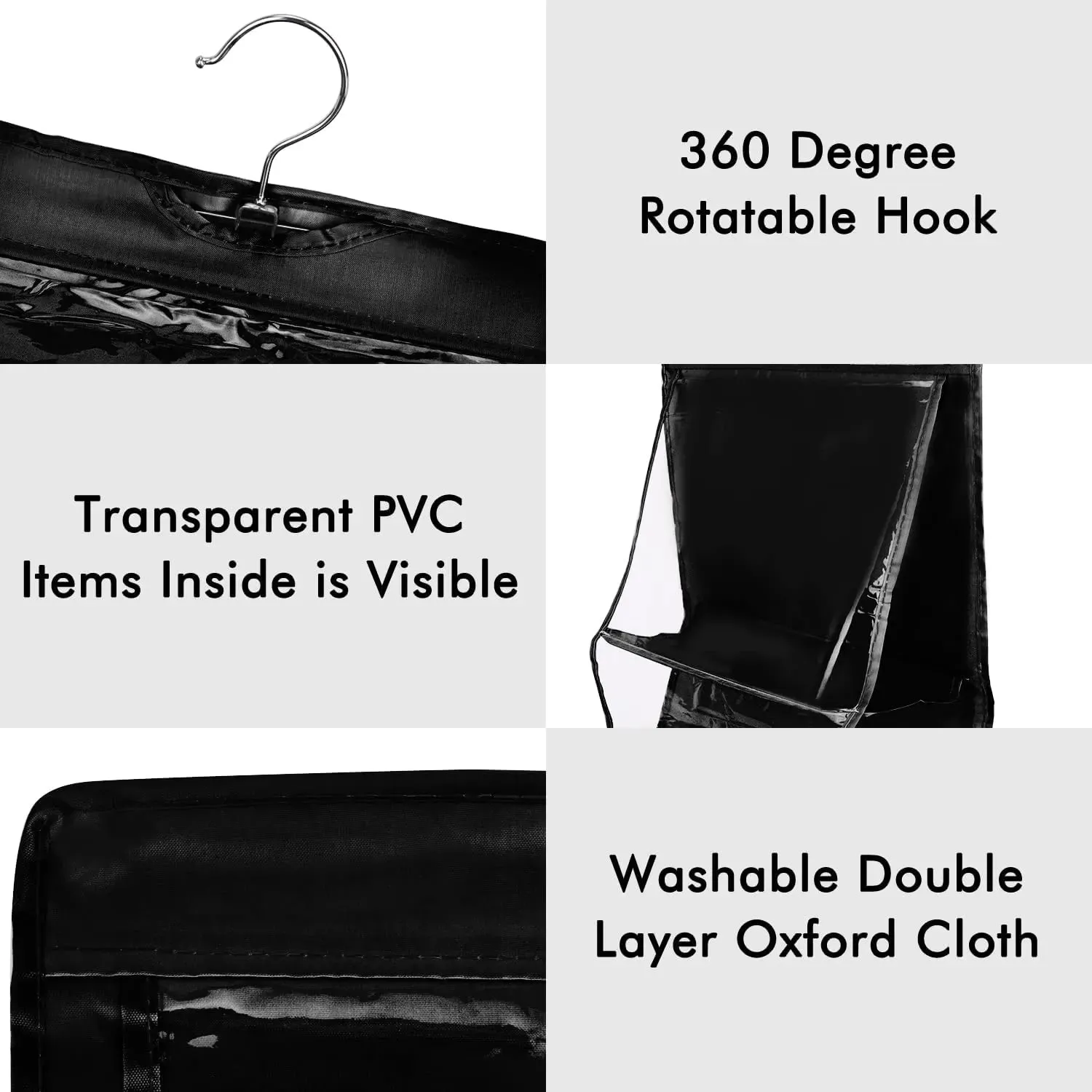 Foldable Oxford Cloth Handbag Hanging Organizer with 6 Pockets for Family