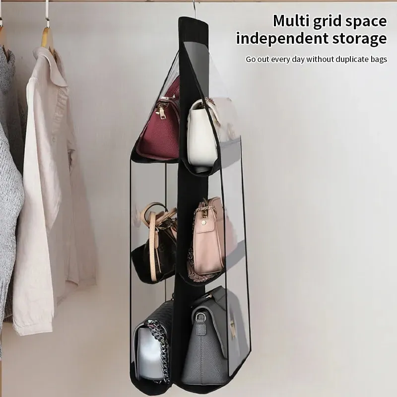 Foldable Oxford Cloth Handbag Hanging Organizer with 6 Pockets for Family