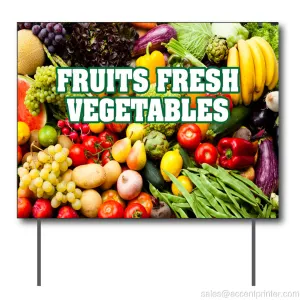 Fruits Fresh Vegetables Curbside Sign, 24"w x 18"h, Full Color Double Sided