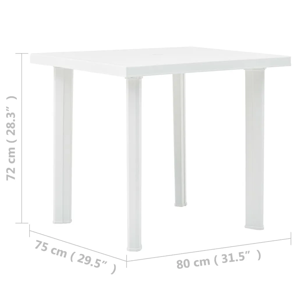 Garden Table White 80x75x72 cm Plastic