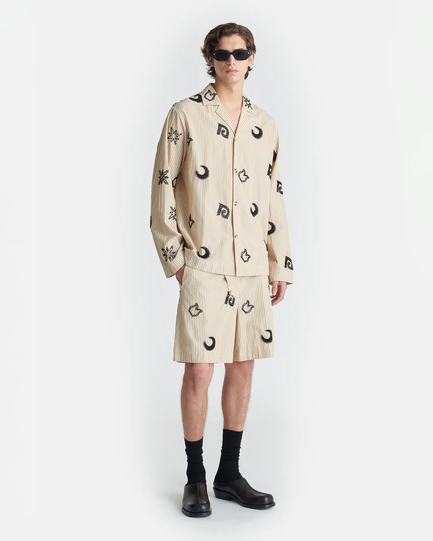 Haris - Beaded Shirt - Beige/Black