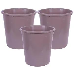 Heart Home Dustbin | Open Dustbin | Plastic Garbage Dustbin | Dustbin For Kitchen | Dustbin For Bathroom | Office Dustbin | Plain Sada Dustbin | 13 LTR | Pack of 3 | Brown
