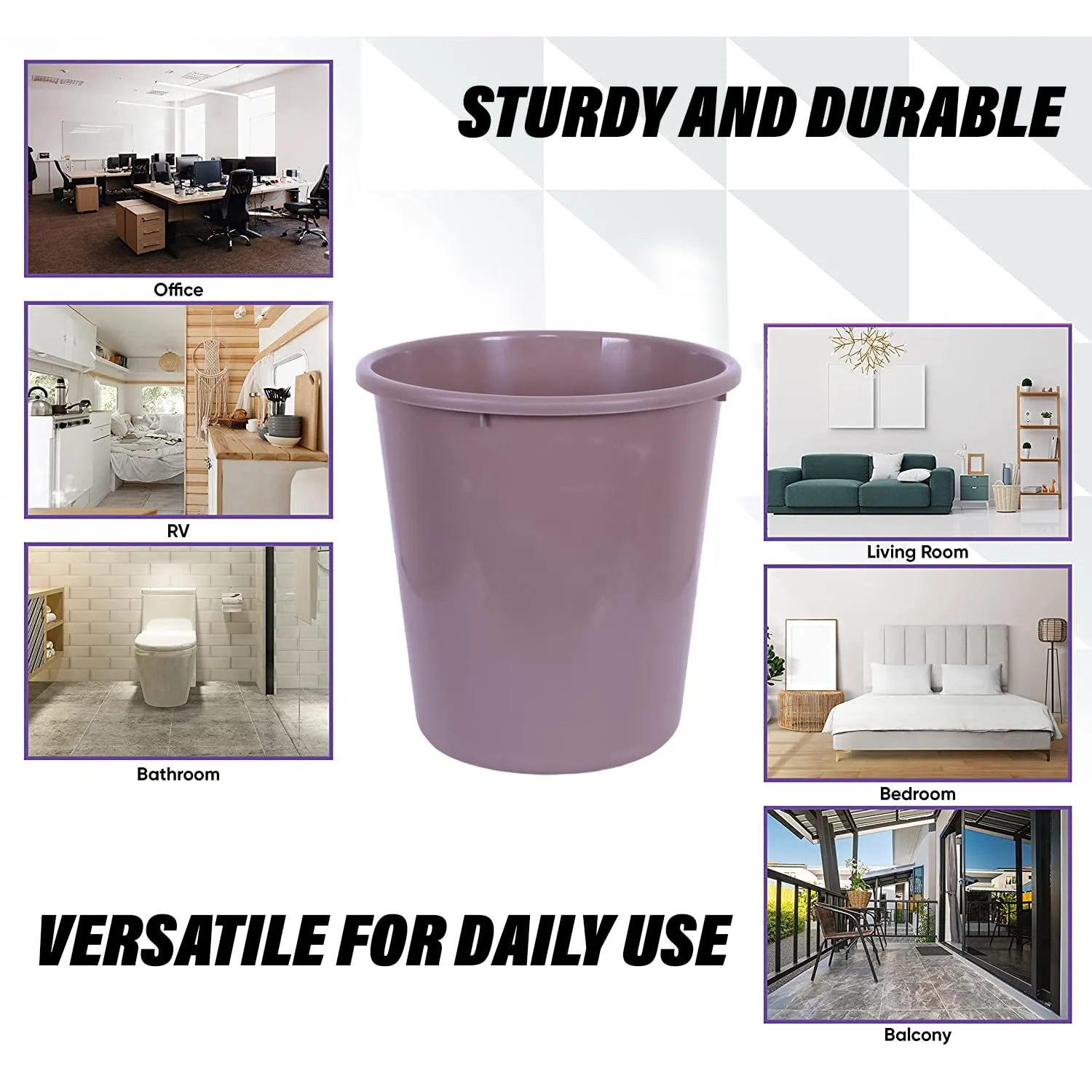 Heart Home Dustbin | Open Dustbin | Plastic Garbage Dustbin | Dustbin For Kitchen | Dustbin For Bathroom | Office Dustbin | Plain Sada Dustbin | 13 LTR | Pack of 3 | Brown
