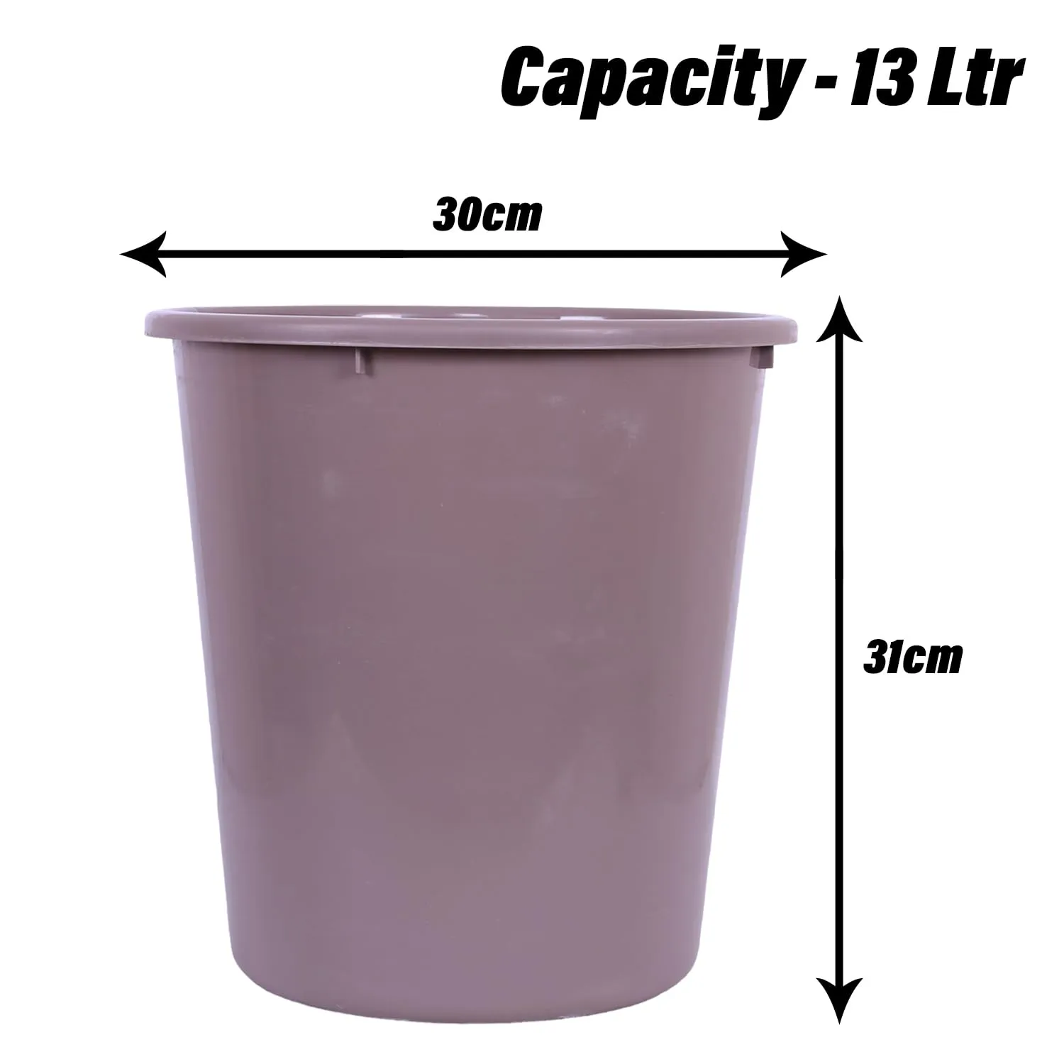 Heart Home Dustbin | Open Dustbin | Plastic Garbage Dustbin | Dustbin For Kitchen | Dustbin For Bathroom | Office Dustbin | Plain Sada Dustbin | 13 LTR | Pack of 3 | Brown