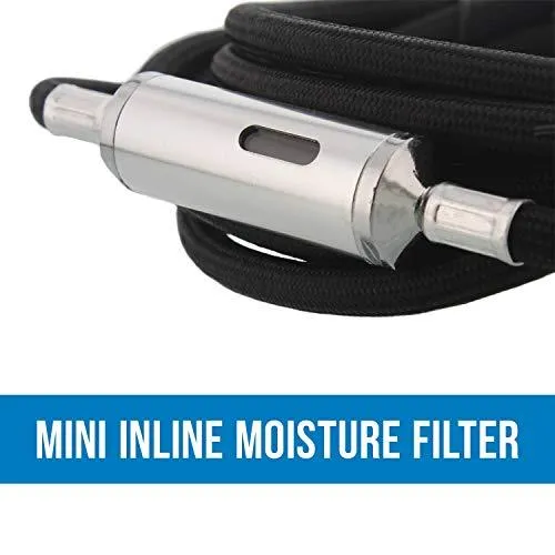 Master Airbrush Model TC-77, Super Quiet High Performance Airbrush Compressor with a 6 Inch Braided Hose with Mini-Inline Moisture Filter