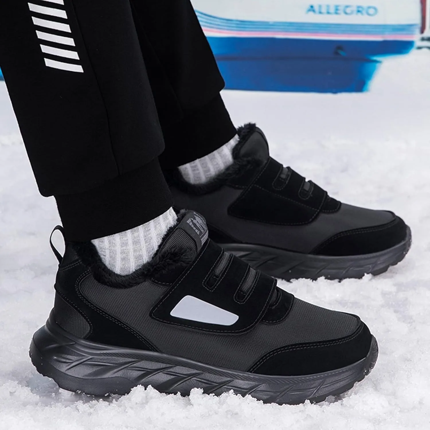 Men's Work Boots Waterproof Hiking Sneakers Fur Lined Ankle Boot Women Safety Shoes Non-Slip Slip On Platform Shoes Lightweight Comfortable Hike Grounded Footwear