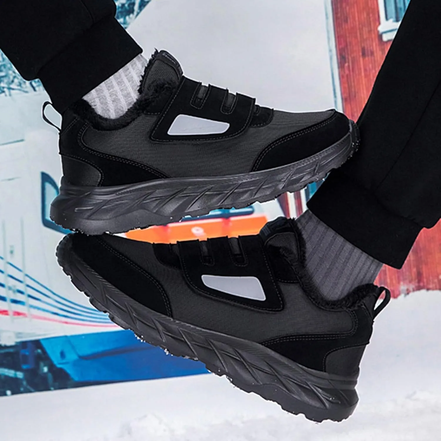 Men's Work Boots Waterproof Hiking Sneakers Fur Lined Ankle Boot Women Safety Shoes Non-Slip Slip On Platform Shoes Lightweight Comfortable Hike Grounded Footwear