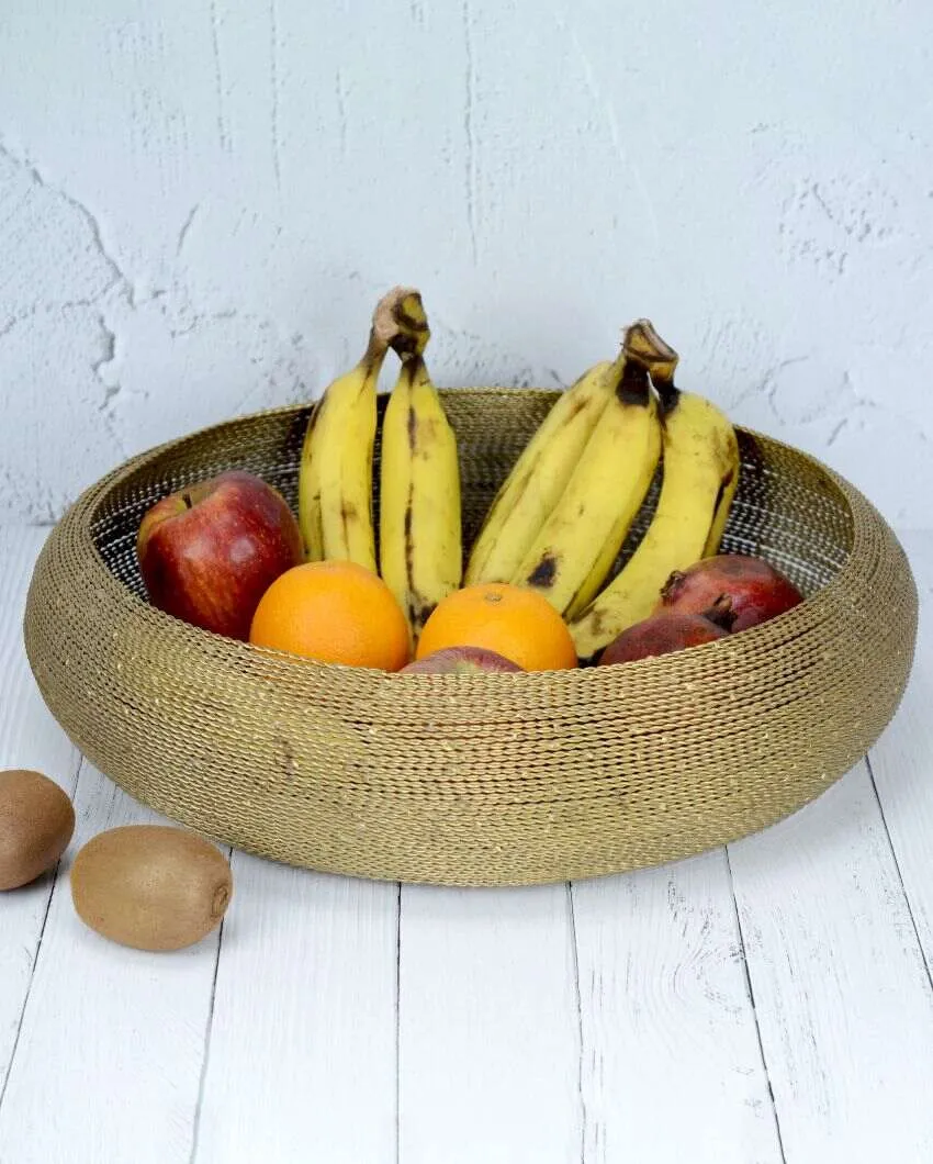 Metallic Round Gold Fruit Basket