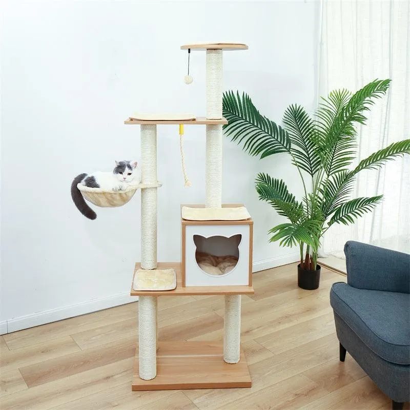 Modern Cat Tree Tower for Indoor Cats with Hammock