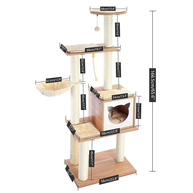 Modern Cat Tree Tower for Indoor Cats with Hammock