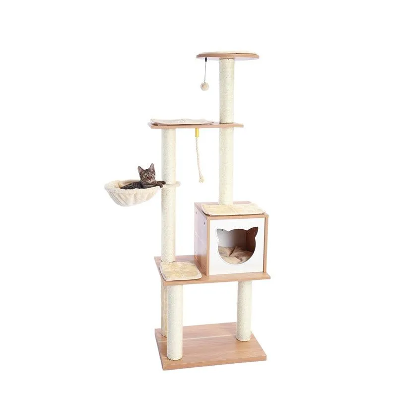 Modern Cat Tree Tower for Indoor Cats with Hammock