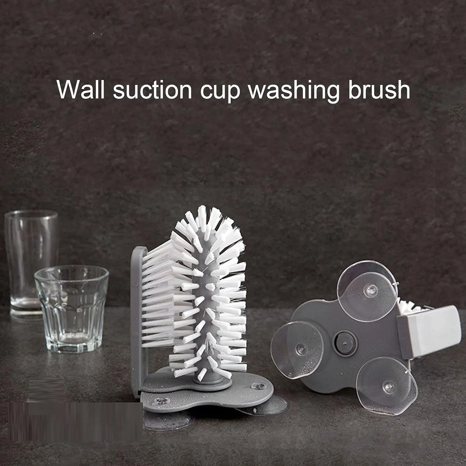 Mug / Cup / Glass Washer Brush with Suction Base, Self Stand Glass Washer Brush Double Sided Bristle Brush for Home Hotel Restaurant Caf