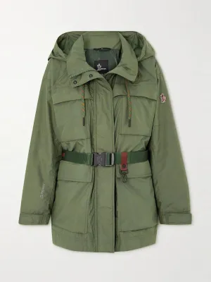 Nuvolau Polartec belted hooded ripstop jacket