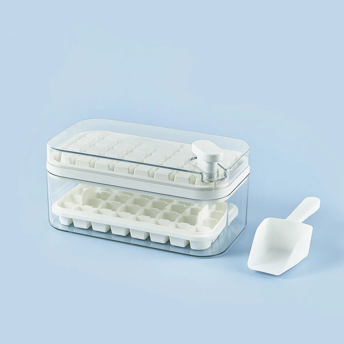 One-button Press Type Ice Mold Box Plastics Ice Cube Maker Ice Tray Mold With Storage Box With Lid Bar Kitchen Accessories