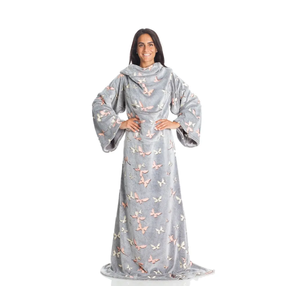 [OPEN BOX] KANGURU Blanket With Sleeves and a Pocket - Butterflies - Deluxe Glow
