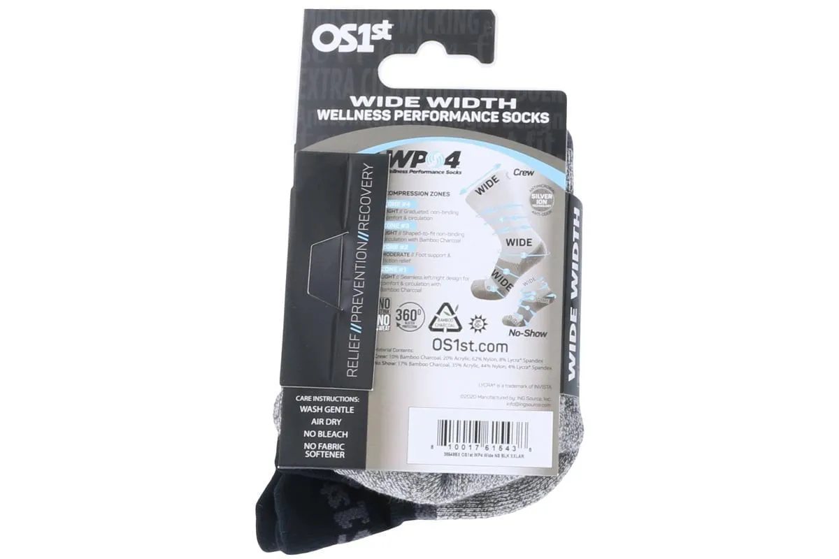 OS1st WP4 Wellness Performance No Show Socks Wide Black
