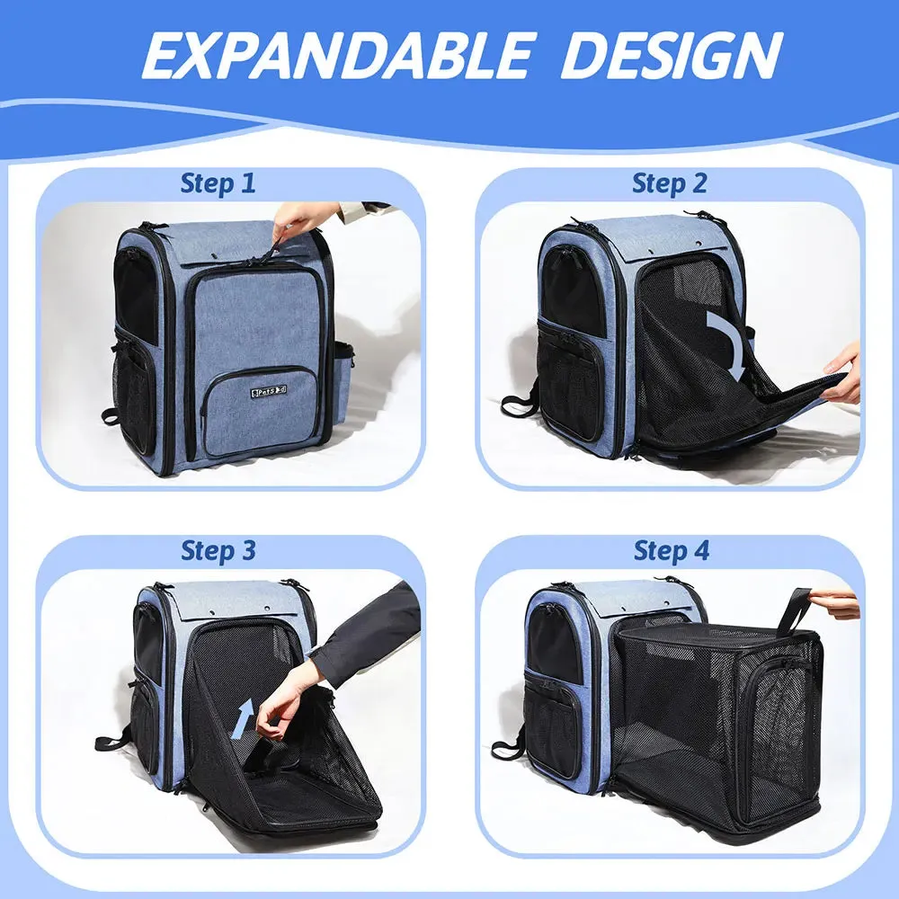 Pet Backpack | Expandable Foldable Cat Carrier | Transport Bag for Small and Medium Dogs and Cats | Large Space Carrier with Zipper | Alo Trendy
