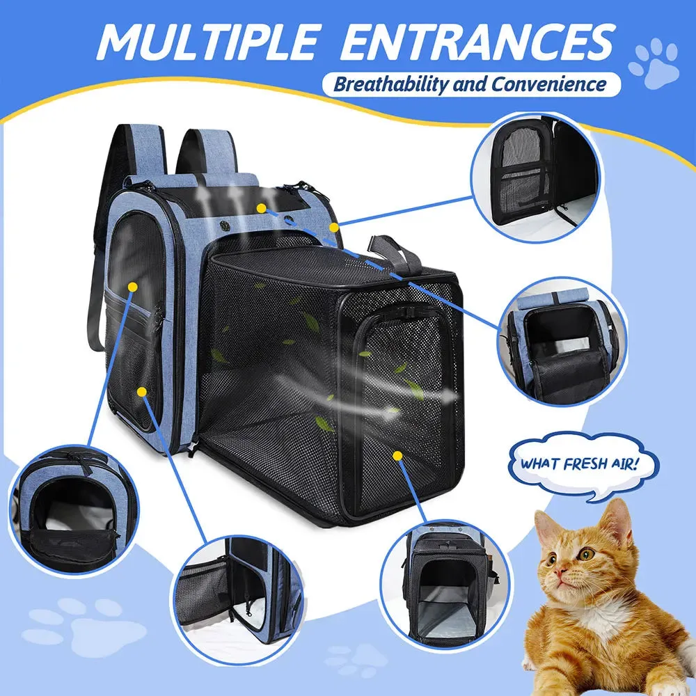 Pet Backpack | Expandable Foldable Cat Carrier | Transport Bag for Small and Medium Dogs and Cats | Large Space Carrier with Zipper | Alo Trendy