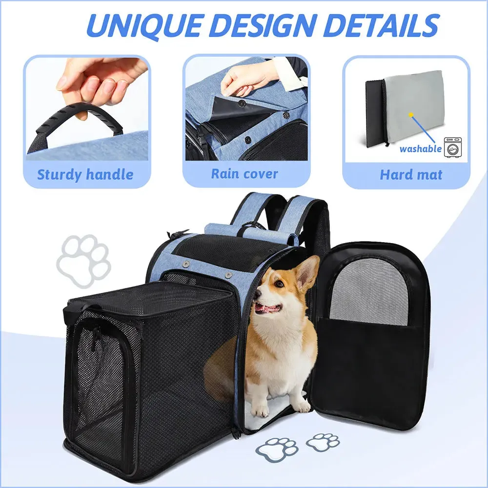 Pet Backpack | Expandable Foldable Cat Carrier | Transport Bag for Small and Medium Dogs and Cats | Large Space Carrier with Zipper | Alo Trendy