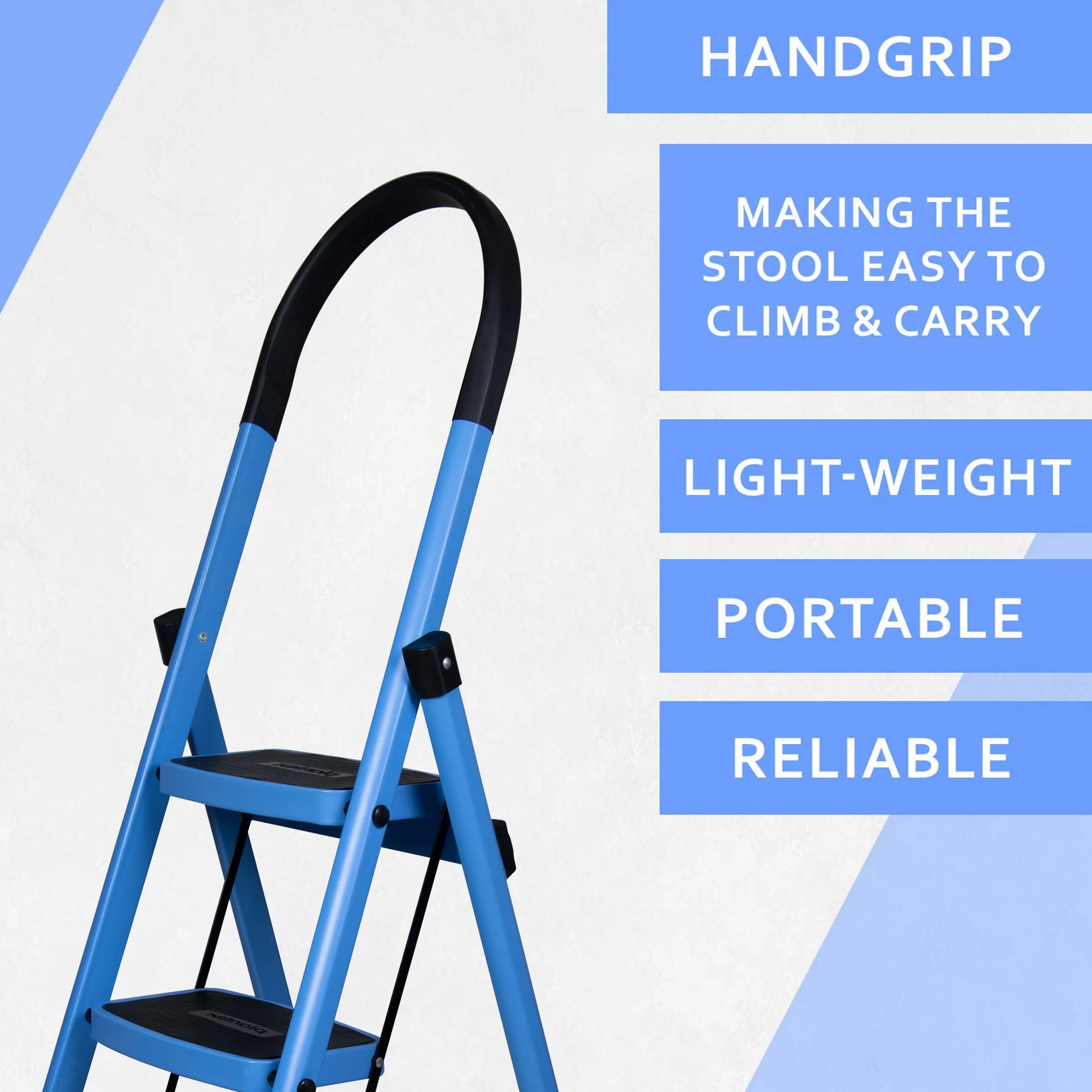 Plantex Premium 3 Steps Steel Ladder | Wide Anti-Skid Step Ladder | Easy to Fold | 5 Year Manufacturer Warranty(3-Step,Blue & Black)