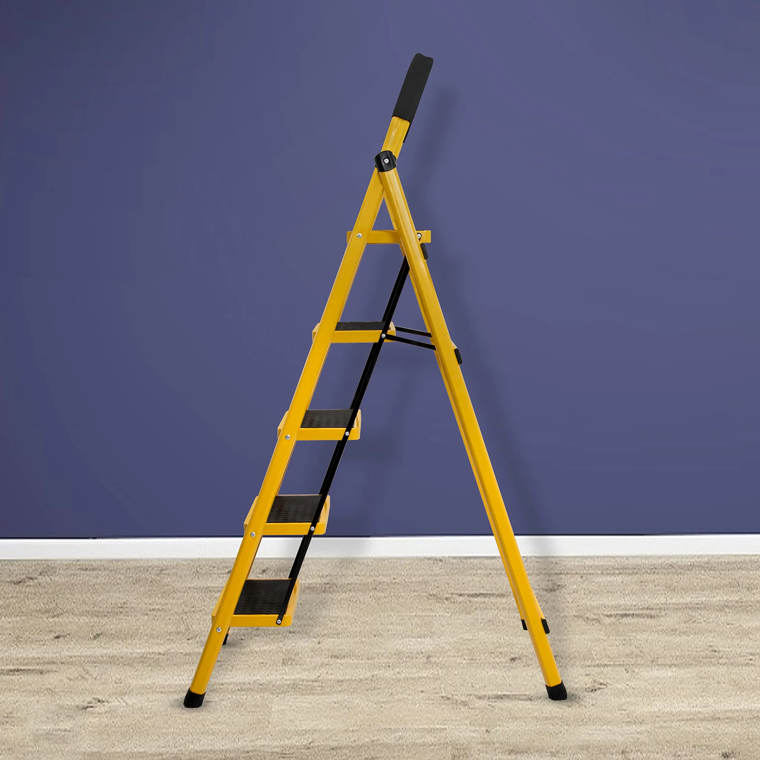 Plantex Premium GI 6-Step Ladder for Home/Foldable Steel Ladder - Wide Anti Skid Step Ladder -All Weather Resistant(Yellow)