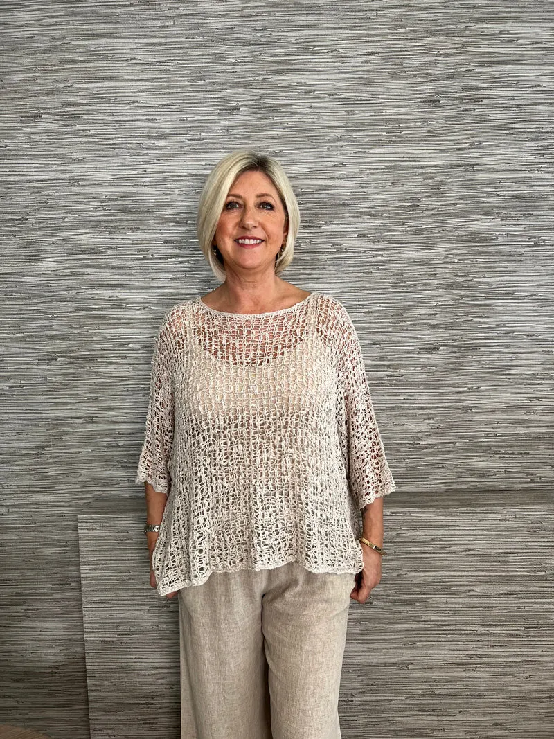 Popcorn Poncho Top Navy