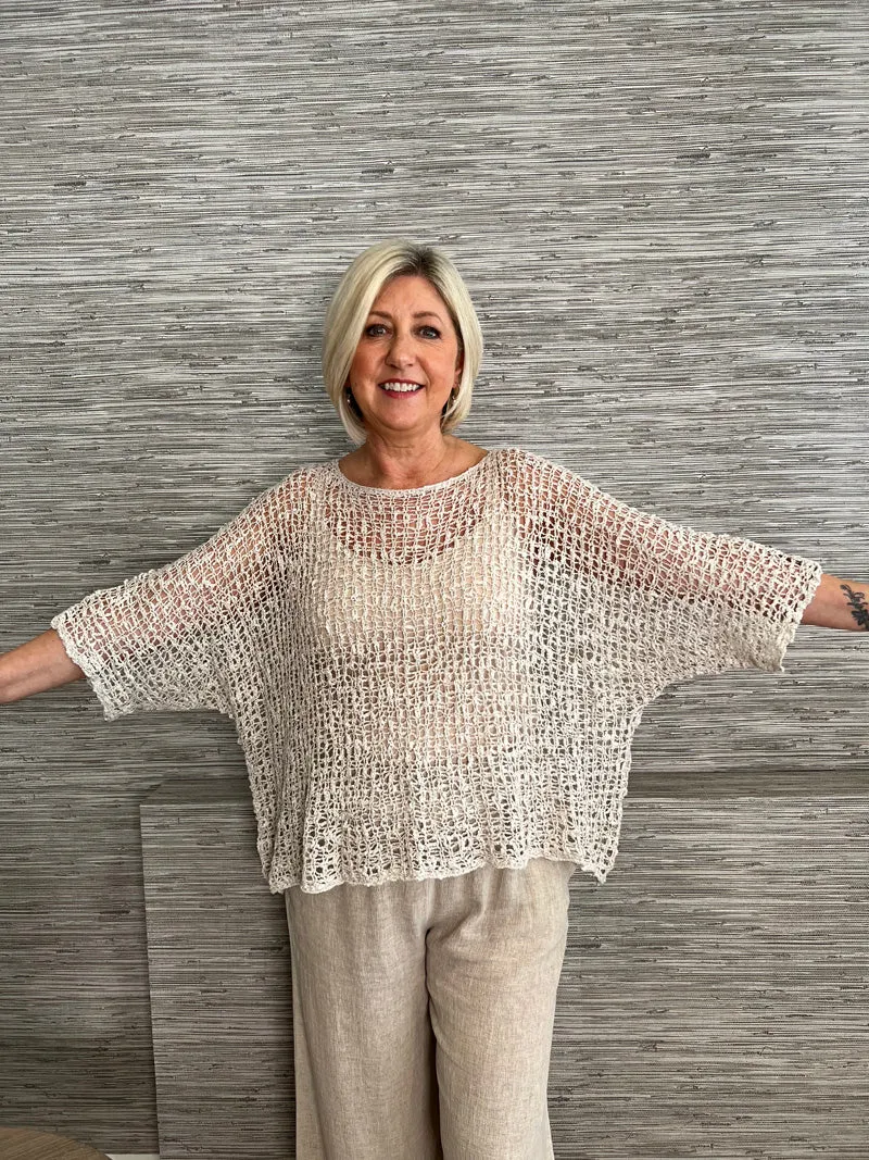 Popcorn Poncho Top Navy