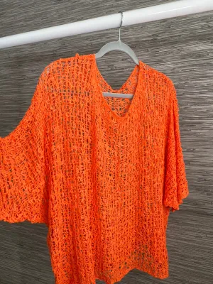 Popcorn Poncho Top Orange