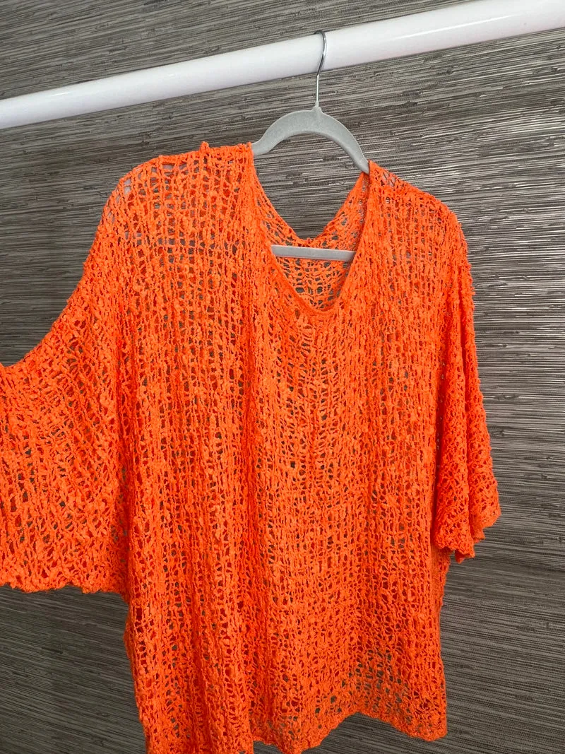 Popcorn Poncho Top Orange